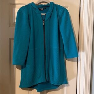 Teal Casual Hooded Jacket
